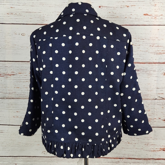CHRISTOPHER & BANKS Navy And White Polka Dot Jacket Medium - Picture 4 of 6